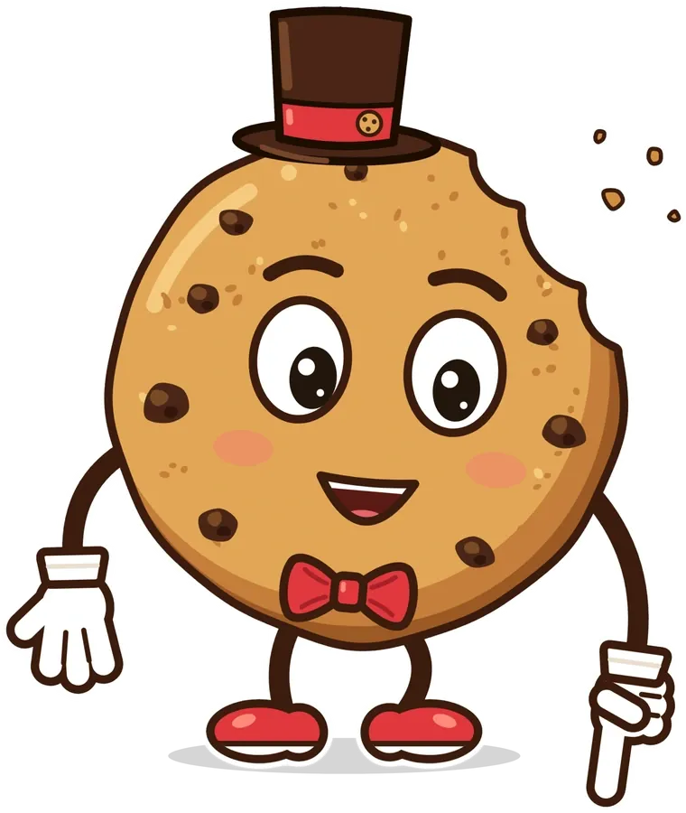 Mr. Cookie pointing at the sky map